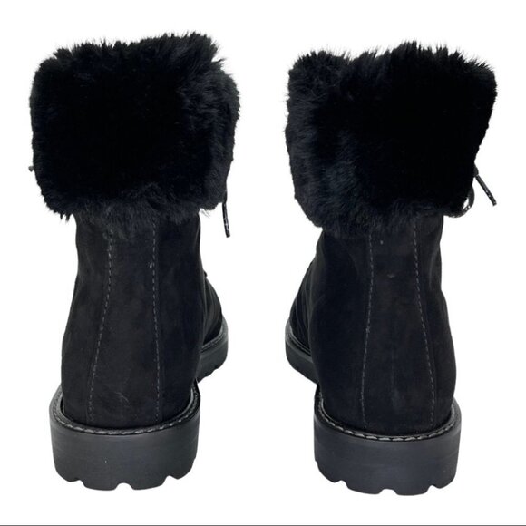 Kenneth Cole Reaction Trail Boot Black Faux Suede Faux Trim Womens Ankle Boots - Picture 6 of 12